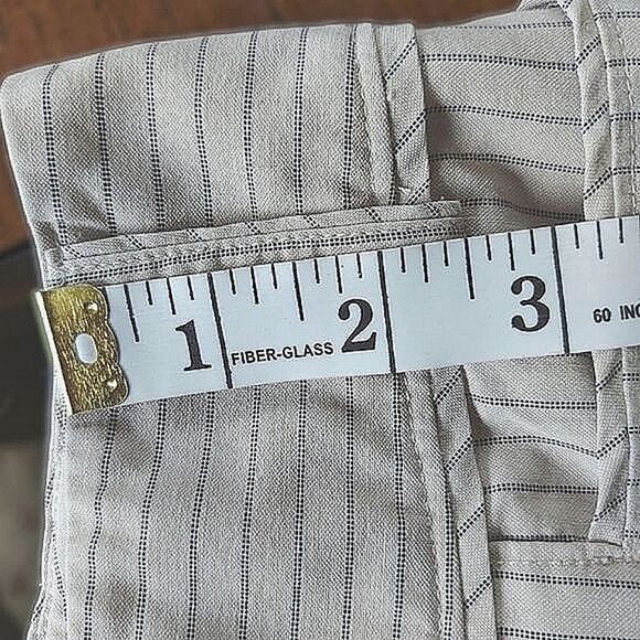 Vtg Tabi cropped mid-rise cream pinstripe summer ankle slacks - Picture 12 of 15